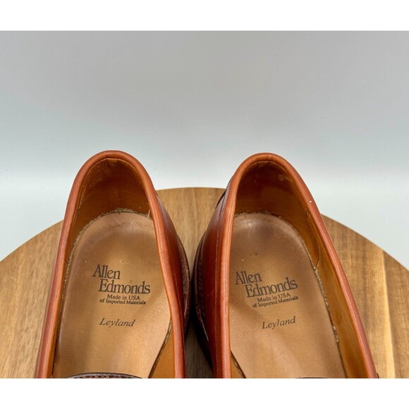 ALLEN EDMONDS Leyland Woven Leather Penny Loafers Brown 10 C  display picture 2